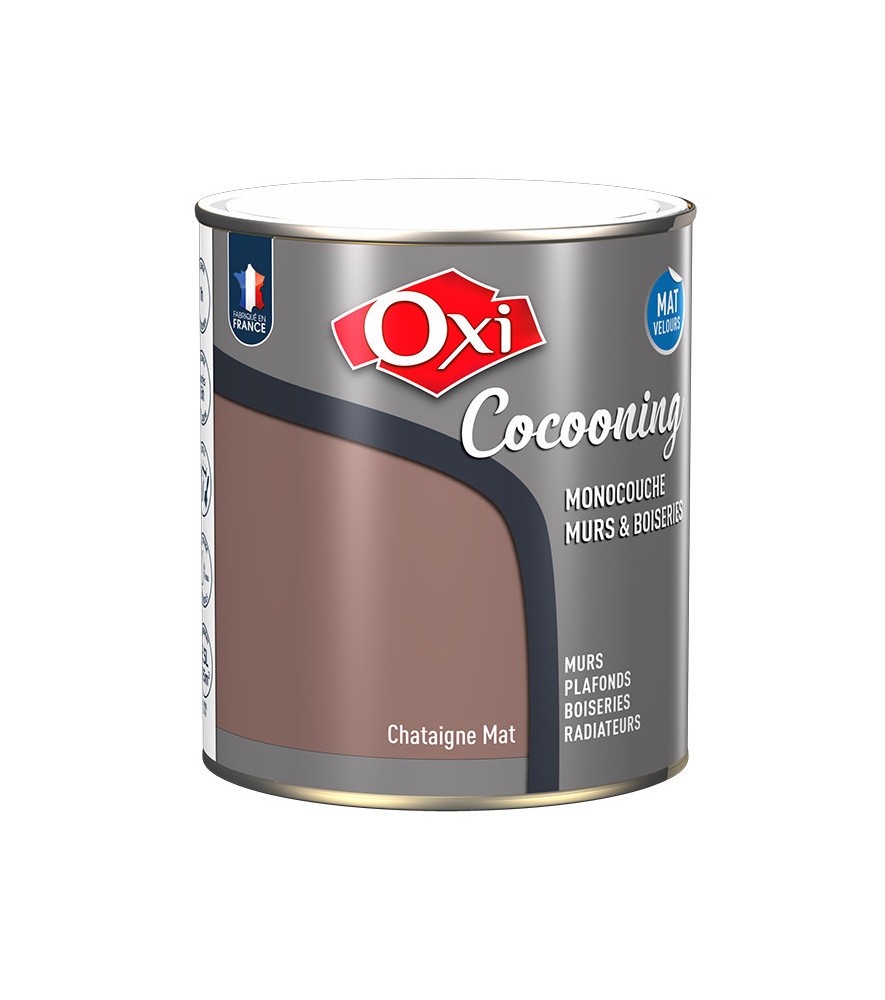 Peinture OXI murs et boiseries COCOONING mat velours chataigne 2,5L Peinture OXI murs et boiseries COCOONING mat velours chataigne 2,5L
