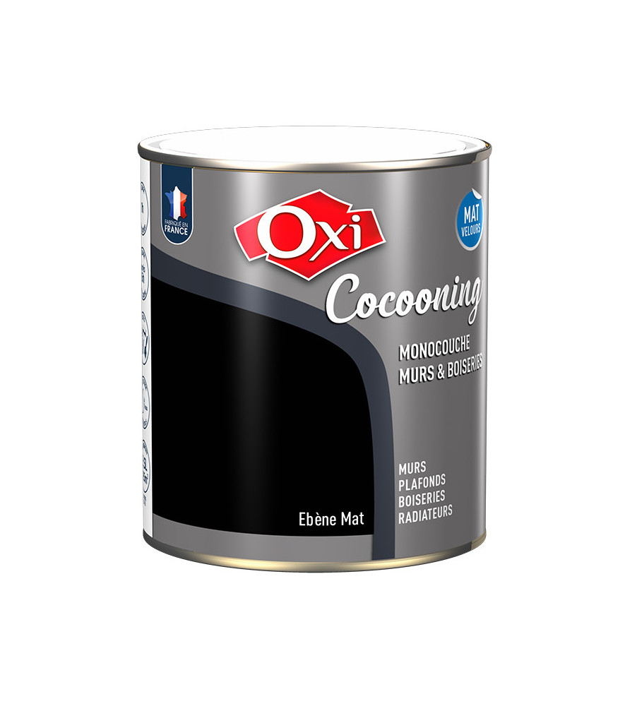 Peinture OXI murs et boiseries COCOONING mat velours ebene 2,5L Peinture OXI murs et boiseries COCOONING mat velours ebene 2,5L