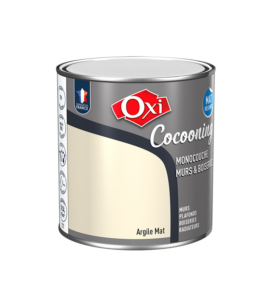 Peinture OXI murs et boiseries COCOONING mat velours argile 0,5L Peinture OXI murs et boiseries COCOONING mat velours argile 0,5L