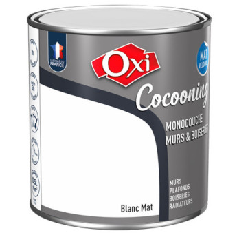Peinture OXI murs et boiseries COCOONING mat velours  blanc  0,5L