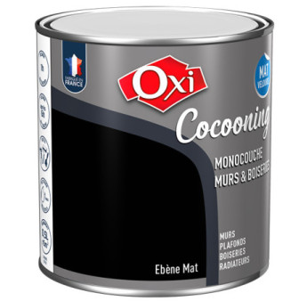 Peinture OXI murs et boiseries COCOONING mat velours  ebene  0,5L