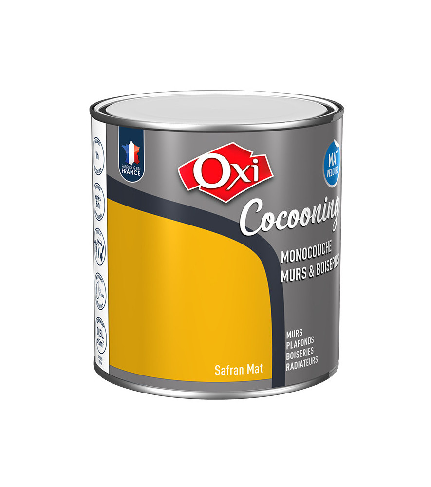 Peinture OXI murs et boiseries COCOONING mat velours safran 0,5L Peinture OXI murs et boiseries COCOONING mat velours safran 0,5L
