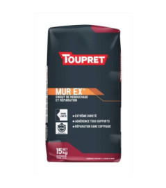 Enduit de rebouchage et réparation extérieur TOUPRET Bâtiment Mur-Ex 15kg