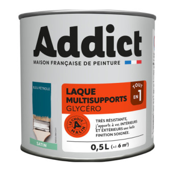 Laque ADDICT multi-supports satin bleu pétrole 0,5L