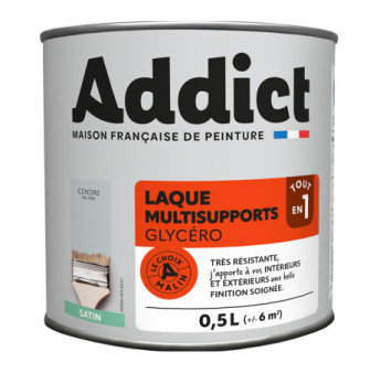 Laque ADDICT multi-supports satin cendre RAL 7035 0,5L