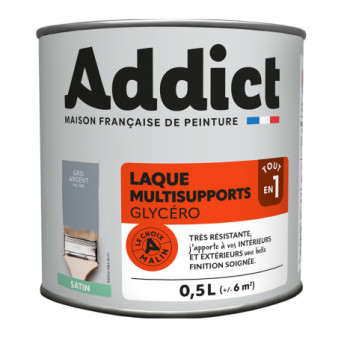 Laque ADDICT multi-supports satin gris minéral-gris argent RAL 7001 0,5L