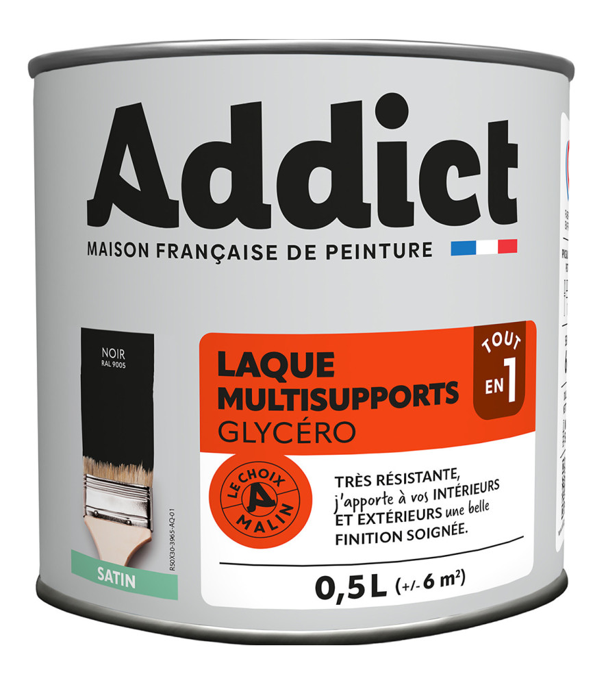 Laque ADDICT multi-supports satin noir RAL 9005 0,5L Laque ADDICT multi-supports satin noir RAL 9005 0,5L