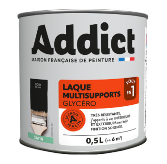 Laque ADDICT multi-supports satin noir RAL 9005 0,5L
