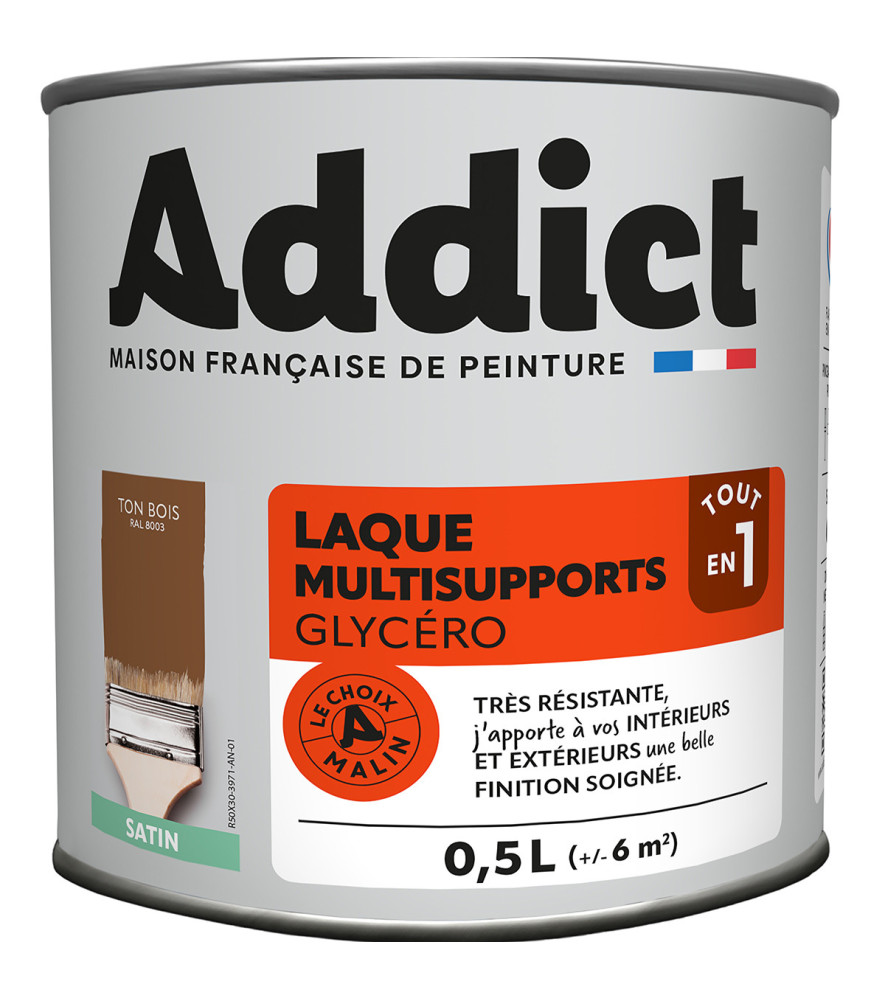 Laque ADDICT multi-supports satin ton bois RAL 8003 0,5L Laque ADDICT multi-supports satin ton bois RAL 8003 0,5L