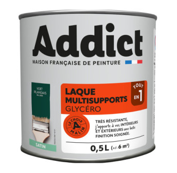Laque ADDICT multi-supports satin vert irlandais RAL 6005 0,5L