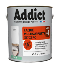 Laque ADDICT multi-supports satin blanc RAL 9016 2,5L