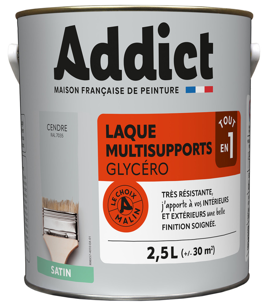 Laque ADDICT multi-supports satin cendre RAL 7035 2,5L Laque ADDICT multi-supports satin cendre RAL 7035 2,5L