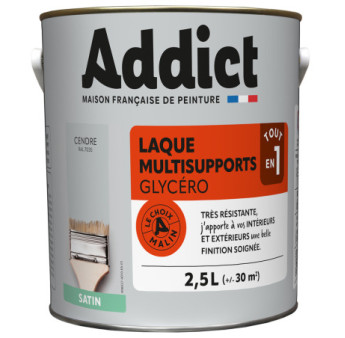 Laque ADDICT multi-supports satin cendre RAL 7035 2,5L