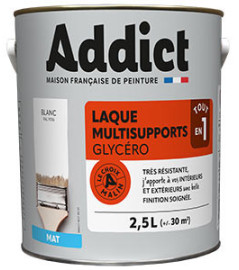 Laque ADDICT multi-supports mate blanc RAL 9016 2,5L