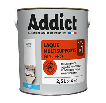 Laque ADDICT multi-supports mate blanc RAL 9016 2,5L