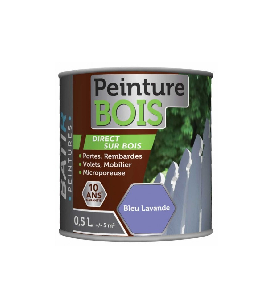 Peinture bois BATIR glycéro 0,5L bleu lavande Peinture bois BATIR glycéro 0,5L bleu lavande