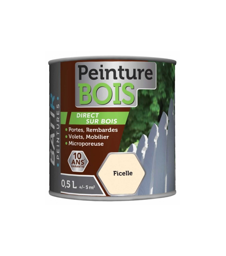 Peinture bois BATIR glycéro 0,5L ficelle Peinture bois BATIR glycéro 0,5L ficelle