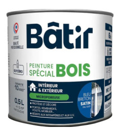 Peinture spécial bois satin BATIR  bleu breton ral 5005 0,5L