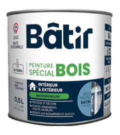 Peinture spécial bois satin BATIR  bleu pastel ral 5024 0,5L