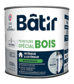 Peinture spécial bois satin BATIR  gris clair ral 7035 0,5L