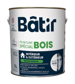 Peinture spécial bois satin BATIR  blanc ral 9016 2L