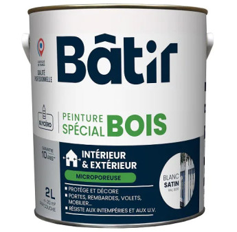 Peinture spécial bois satin BATIR  blanc ral 9016 2L
