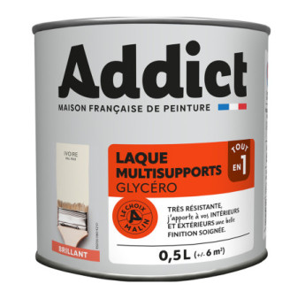 Laque ADDICT multi-supports brillante blanc cassé-ivoire RAL 9001 0,5L
