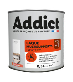Laque ADDICT multi-supports brillante blanc RAl 9016 0,5L