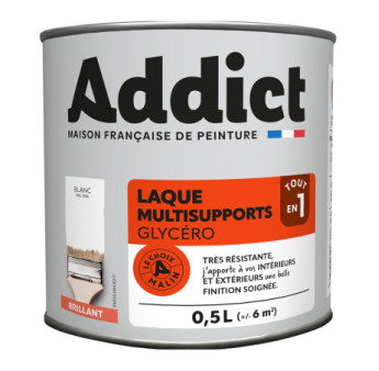 Laque ADDICT multi-supports brillante blanc RAl 9016 0,5L