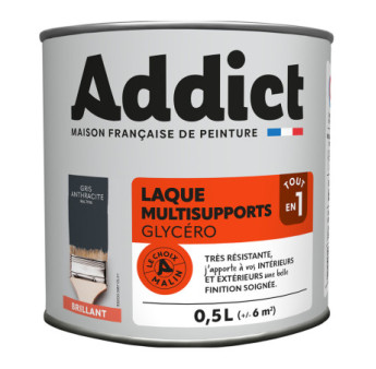 Laque ADDICT multi-supports brillante gris anthracite RAL 7016 0,5L