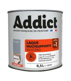 Laque ADDICT multi-supports brillante gris minéral-gris argent RAL 7001 0,5L