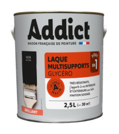 Laque ADDICT multi-supports brillante noir RAL 9005 2,5L