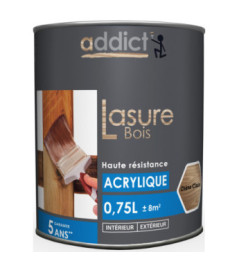 Lasure bois ADDICT acrylique chêne clair 0,75L