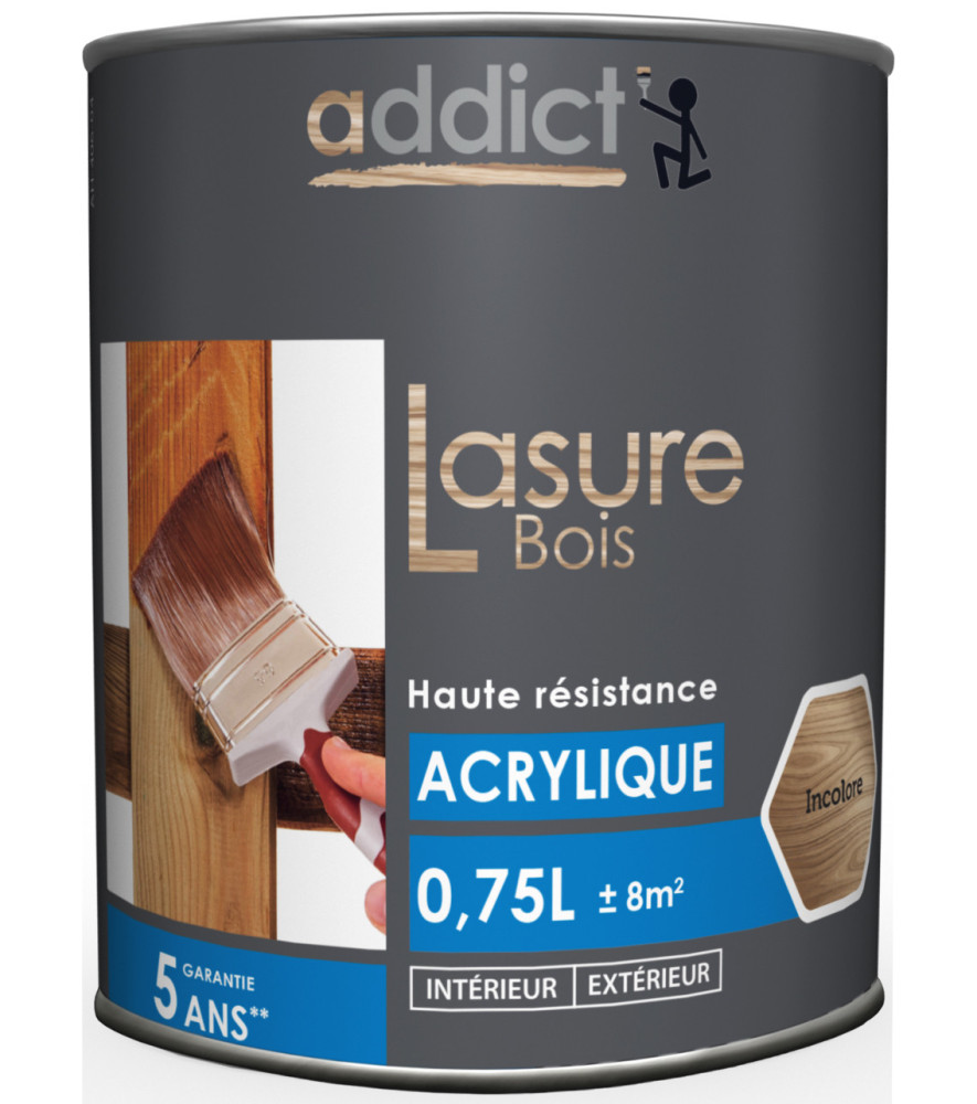 Lasure bois ADDICT acrylique incolore 0,75L Lasure bois ADDICT acrylique incolore 0,75L