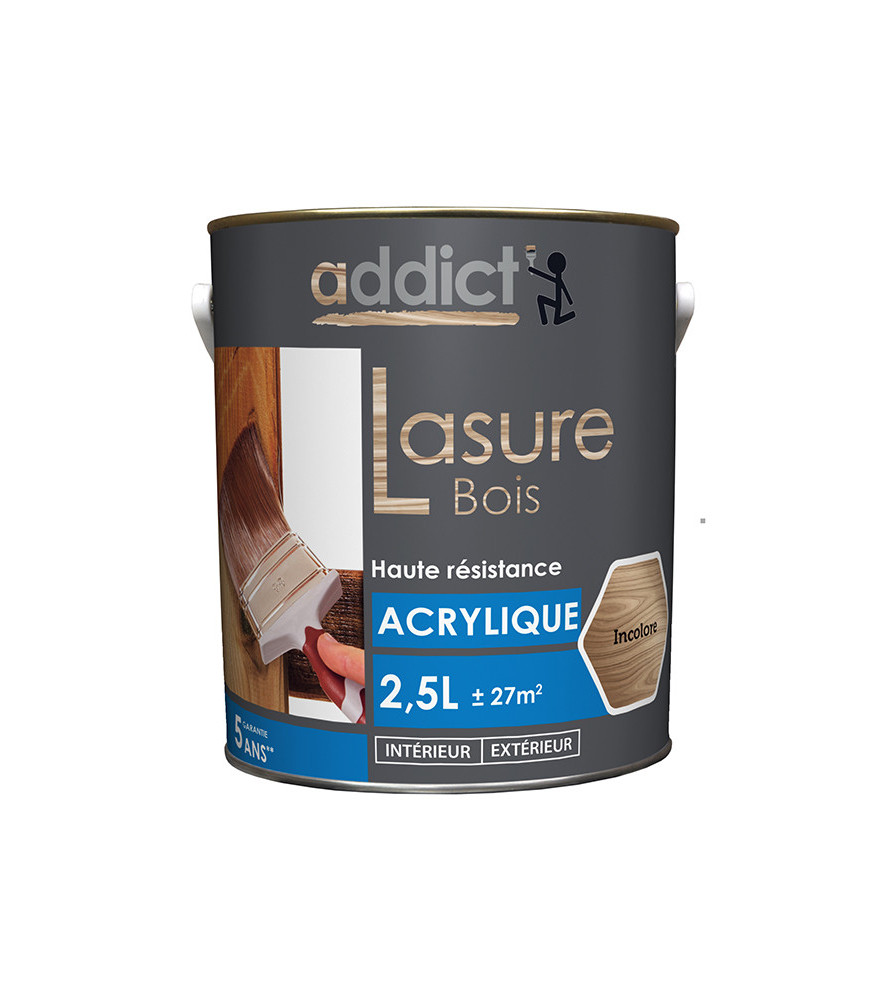 Lasure bois ADDICT acrylique incolore 2,5L Lasure bois ADDICT acrylique incolore 2,5L