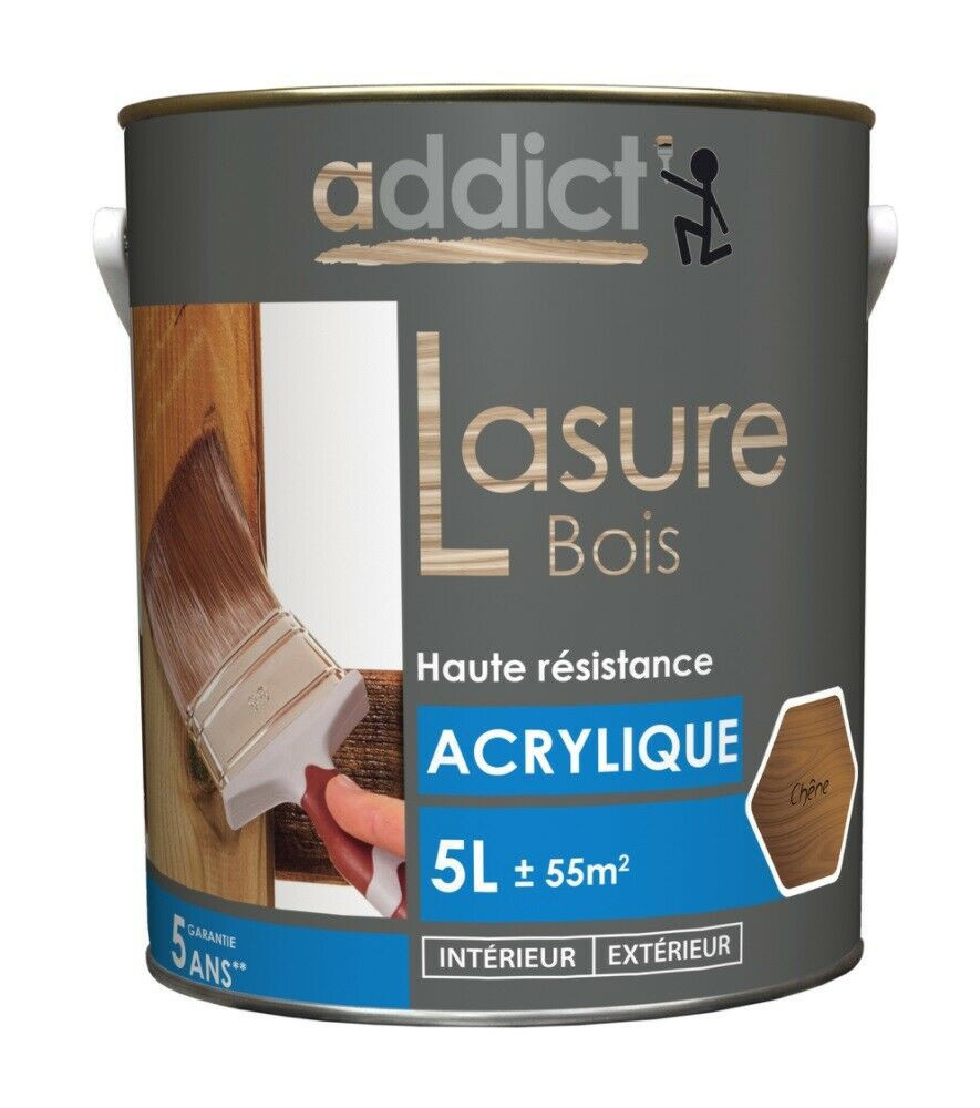 Lasure bois ADDICT acrylique chêne 5L Lasure bois ADDICT acrylique chêne 5L