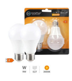 Pack 2 ampoules LED Standard 9W E27 3000K