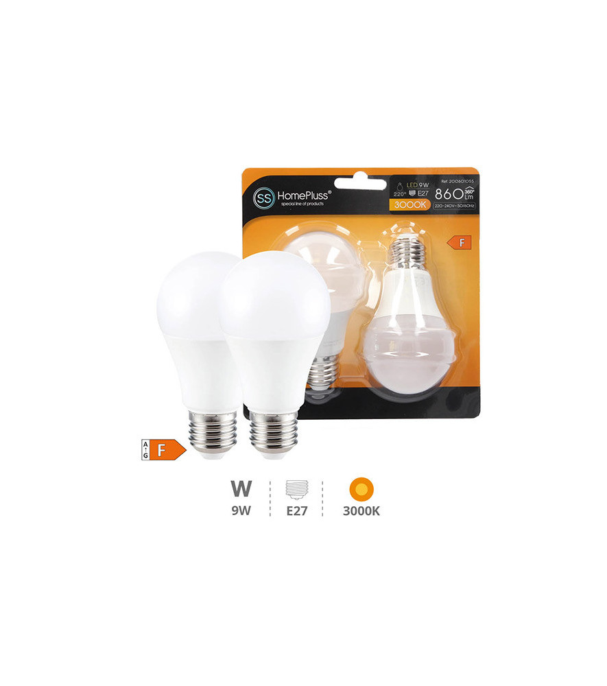 Pack 2 ampoules LED Standard 9W E27 3000K Pack 2 ampoules LED Standard 9W E27 3000K