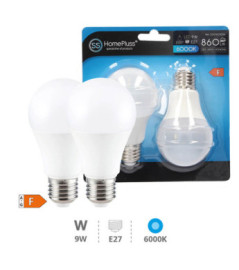 Pack 2 ampoules LED Standard 9W E27 6000K