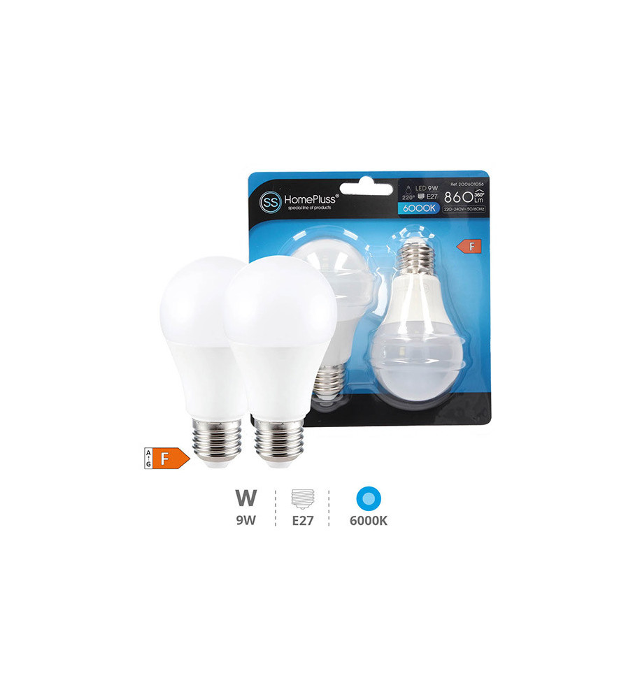 Pack 2 ampoules LED Standard 9W E27 6000K Pack 2 ampoules LED Standard 9W E27 6000K