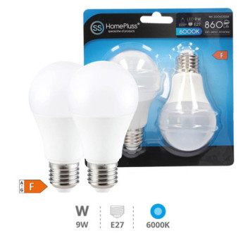 Pack 2 ampoules LED Standard 9W E27 6000K