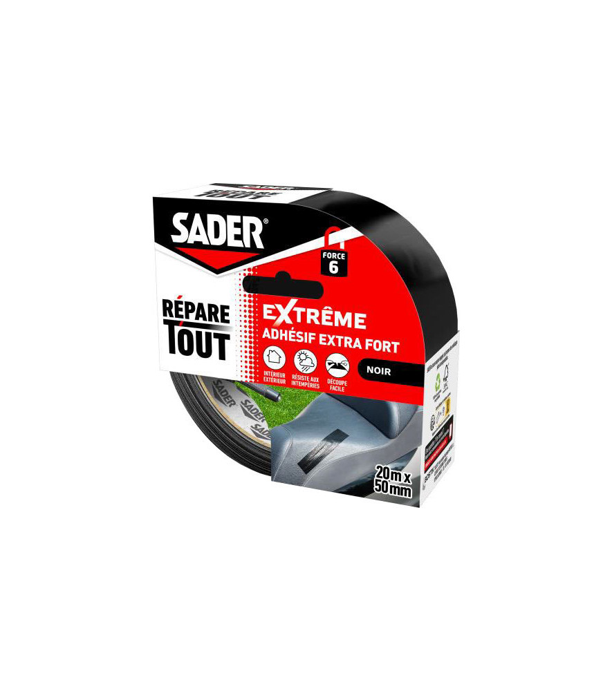 Adhésif SADER Répar'Tout Extrême noir 20mx50mm Adhésif SADER Répar'Tout Extrême noir 20mx50mm