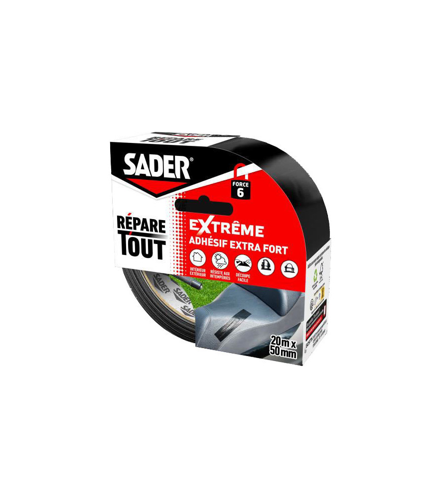 Adhésif SADER Répar'Tout Extrême gris 20mx50mm Adhésif SADER Répar'Tout Extrême gris 20mx50mm
