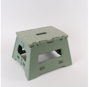 Marche-pied pliable REMUE MENAGE Flower Power vert plateau