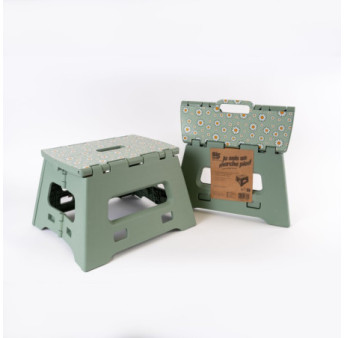 Marche-pied pliable REMUE MENAGE Flower Power vert plateau