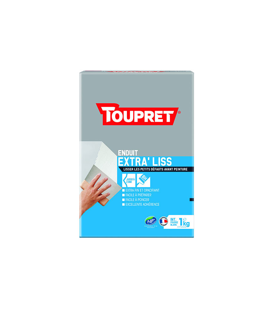 Enduit extra'liss poudre TOUPRET gamme les Essentiels 1kg Enduit extra'liss poudre TOUPRET gamme les Essentiels 1kg