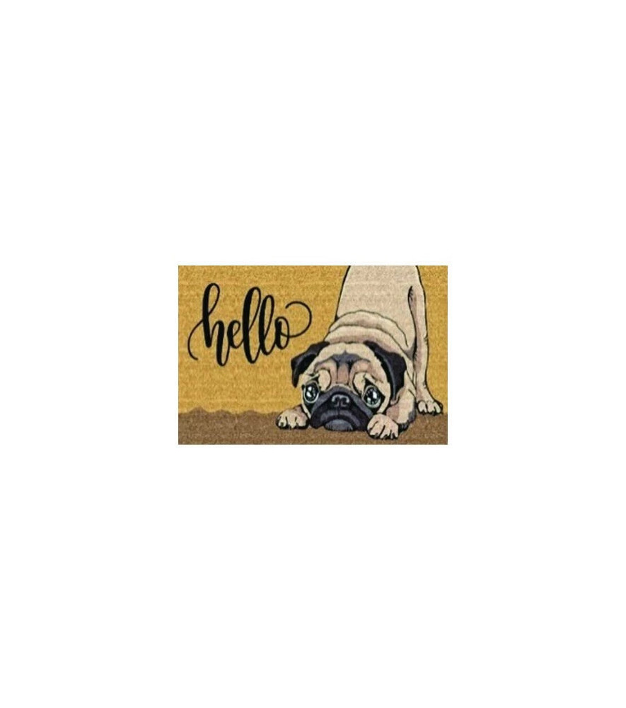 Tapis brosse coco 15mm Hello Chien 40x60cm Tapis brosse coco 15mm Hello Chien 40x60cm