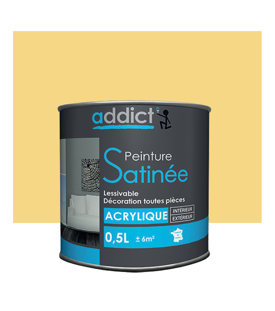 Peinture ADDICT acrylique satin vanille 0,5L Peinture ADDICT acrylique satin vanille 0,5L