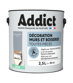 Peinture ADDICT Déco.M&Bois satin béton-gris argent 2,5L