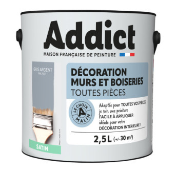 Peinture ADDICT Déco.M&Bois satin béton-gris argent 2,5L